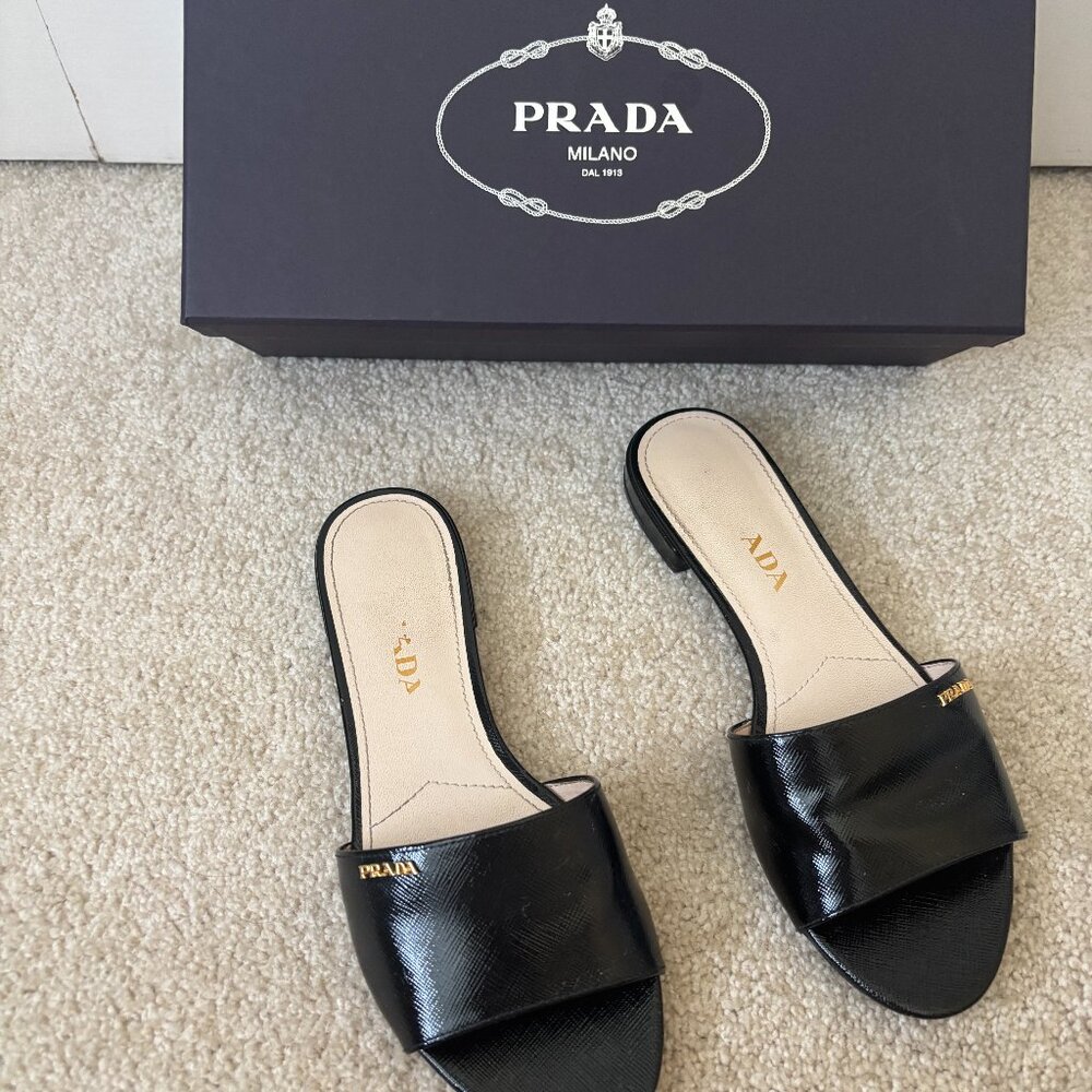Prada logo slide sandal